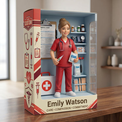 Personalized Nurse Acrylic Display Case, Custom Name Medical Diorama Keepsake, Healthcare Worker Gift, Nurse Desk Decor