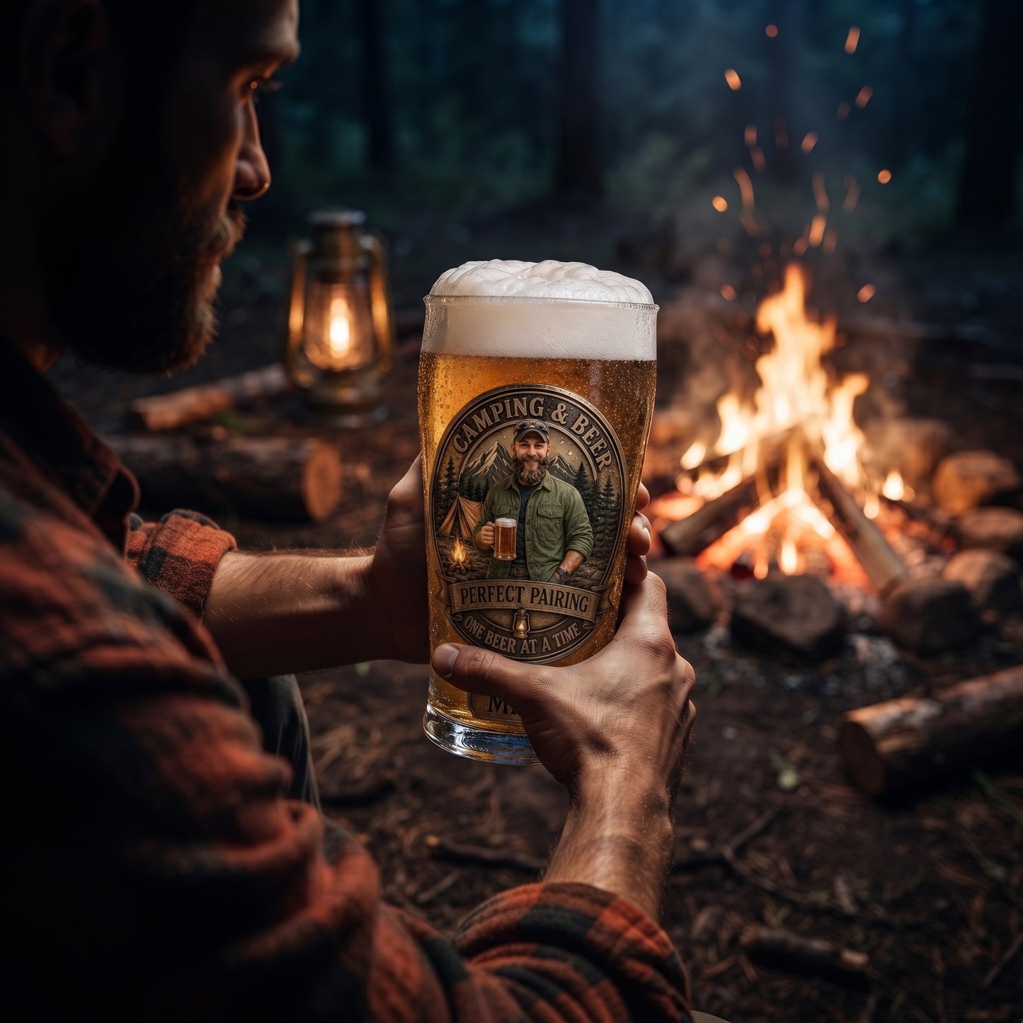 Personalized Camping Dad Beer Pint Glass – Custom Camping & Beer Gift for Dad