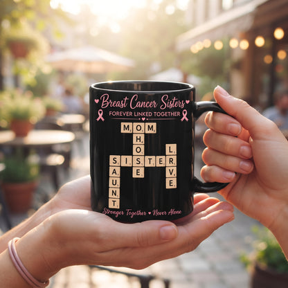 Personalized Breast Cancer Scrabble Name Mug – Forever Linked Together Support Gift