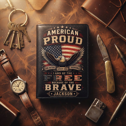 Personalized American Pride Pop-Up Wallet – Custom Name RFID Blocking Slim Leather Wallet, Patriotic Eagle & USA Flag Gift for Men, Veterans, Dad, Husband