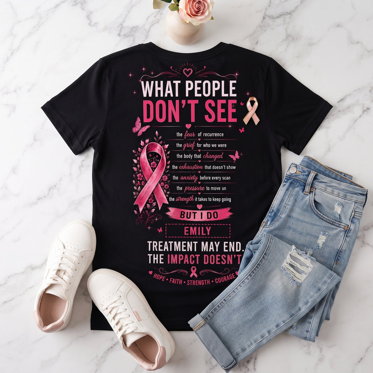 Women's Casual Breast Cancer Awareness Print Top
