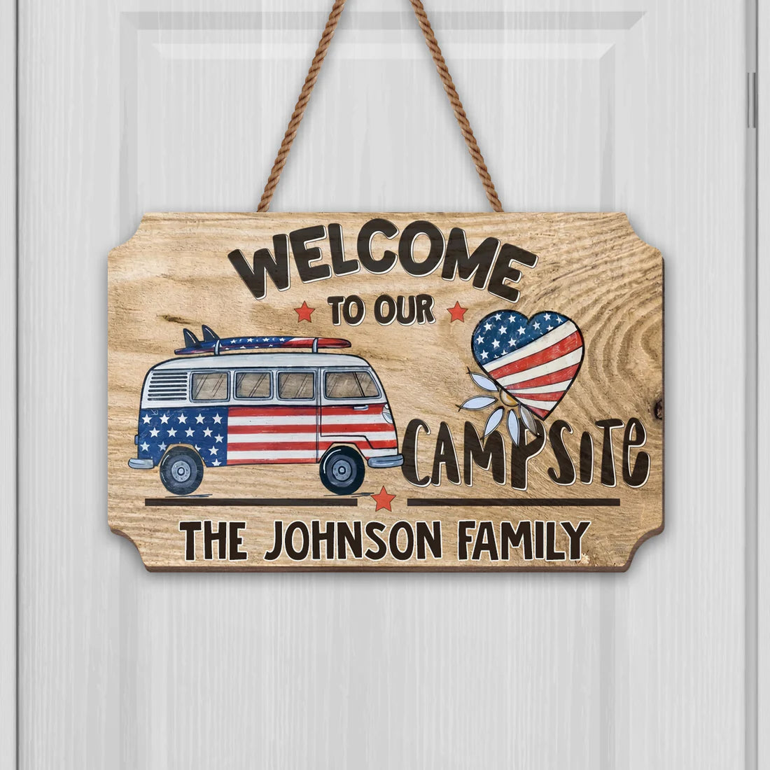 Welcome To Our Campsite, Wood Sign, Gift For Camping and Travel Lovers - Personalized Camping Wood Sign