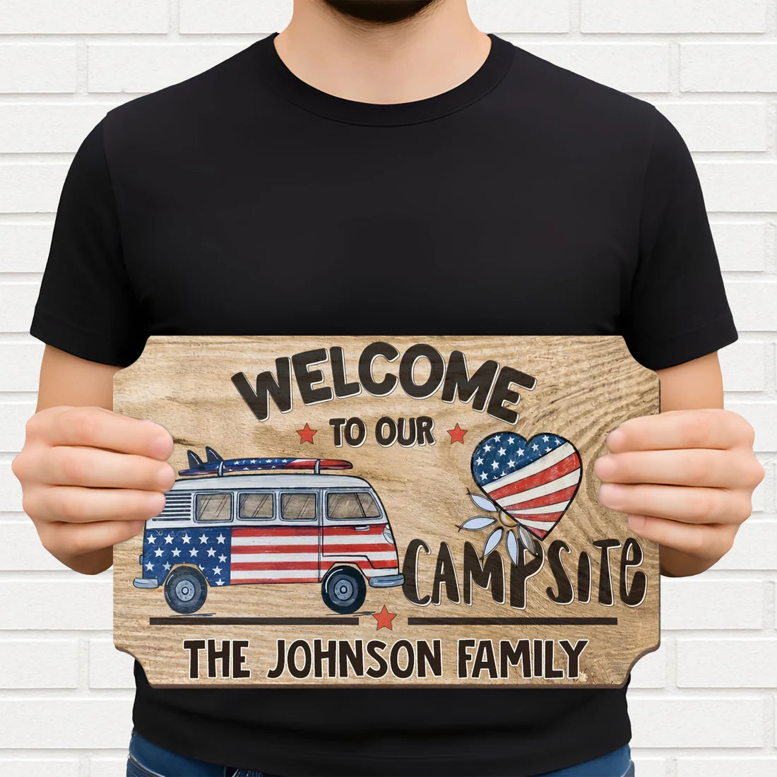 Welcome To Our Campsite, Wood Sign, Gift For Camping and Travel Lovers - Personalized Camping Wood Sign