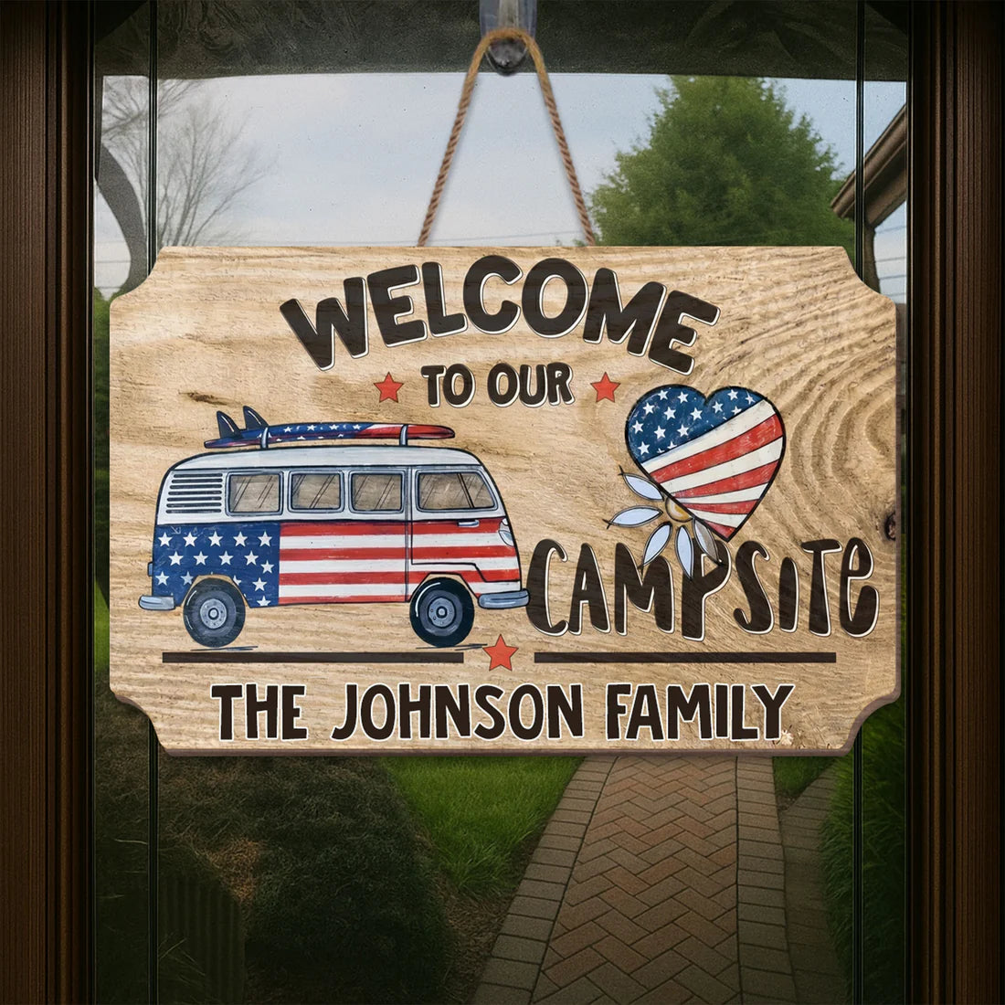 Welcome To Our Campsite, Wood Sign, Gift For Camping and Travel Lovers - Personalized Camping Wood Sign
