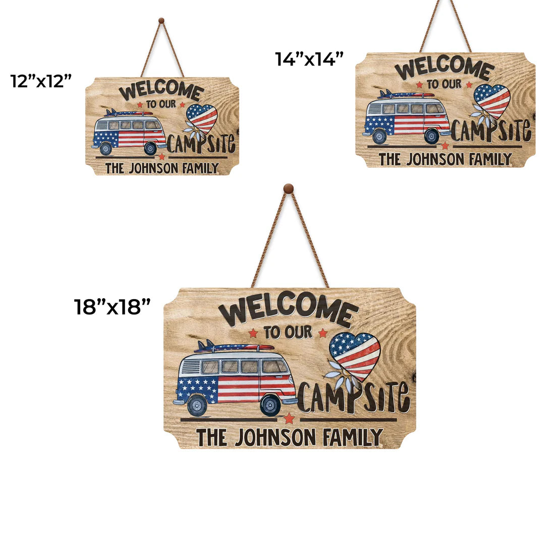 Welcome To Our Campsite, Wood Sign, Gift For Camping and Travel Lovers - Personalized Camping Wood Sign