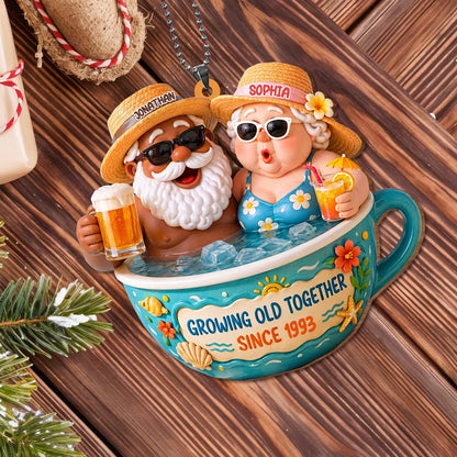 Growing Old Together, Wood Ornament, Gift For Couples and Summer Lovers