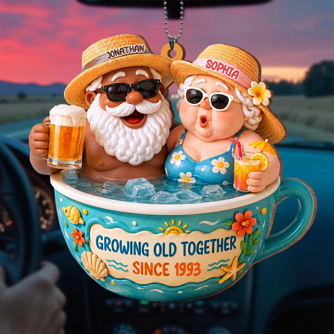 Growing Old Together, Wood Ornament, Gift For Couples and Summer Lovers