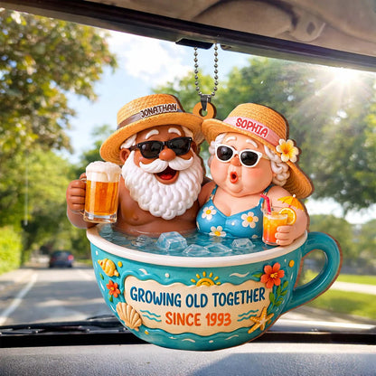 Growing Old Together, Wood Ornament, Gift For Couples and Summer Lovers