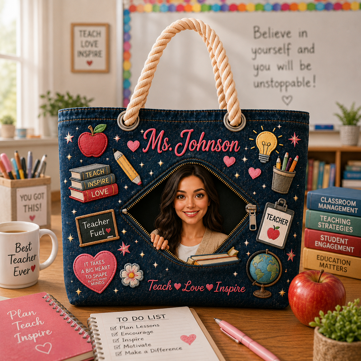 Custom Teacher Tote Bag with Name – The Perfect Gift for Educators