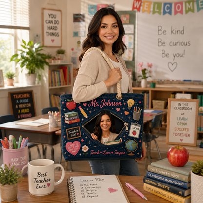 Custom Teacher Tote Bag with Name – The Perfect Gift for Educators