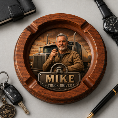 Personalized Truck Driver Ashtray For Cigars | Custom Name Trucker Keepsake | Gift for Dad, Husband, Grandpa | Truck Driver Desk Decor