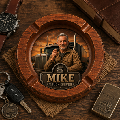 Personalized Truck Driver Ashtray For Cigars | Custom Name Trucker Keepsake | Gift for Dad, Husband, Grandpa | Truck Driver Desk Decor