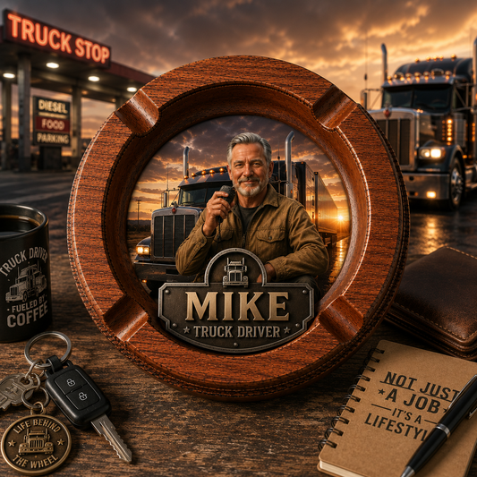 Personalized Truck Driver Ashtray For Cigars | Custom Name Trucker Keepsake | Gift for Dad, Husband, Grandpa | Truck Driver Desk Decor