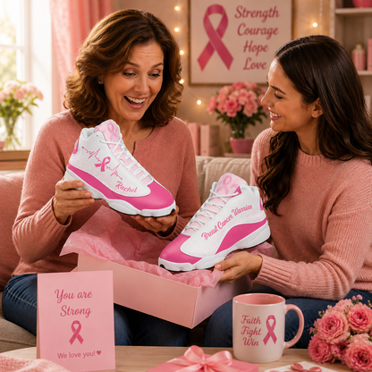 Personalized Breast Cancer Awareness Shoes – Custom Name High Top Sneakers