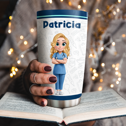Personalized Nurse Skinny Tumbler Mockup – Hospital Inspired Product Photography