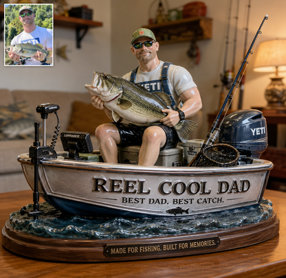 Fishing Dad – Personalized Bass Fishing Custom Shaped Acrylic Plaque, Reel Cool Dad Gift for Father