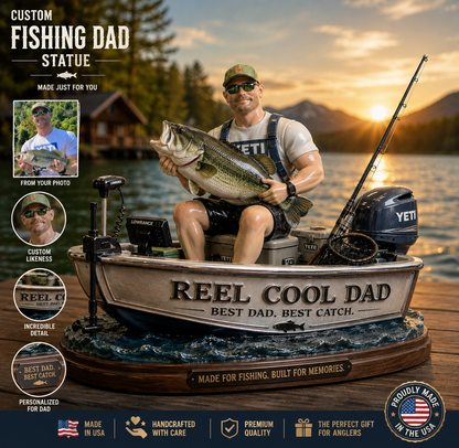 Fishing Dad – Personalized Bass Fishing Custom Shaped Acrylic Plaque, Reel Cool Dad Gift for Father