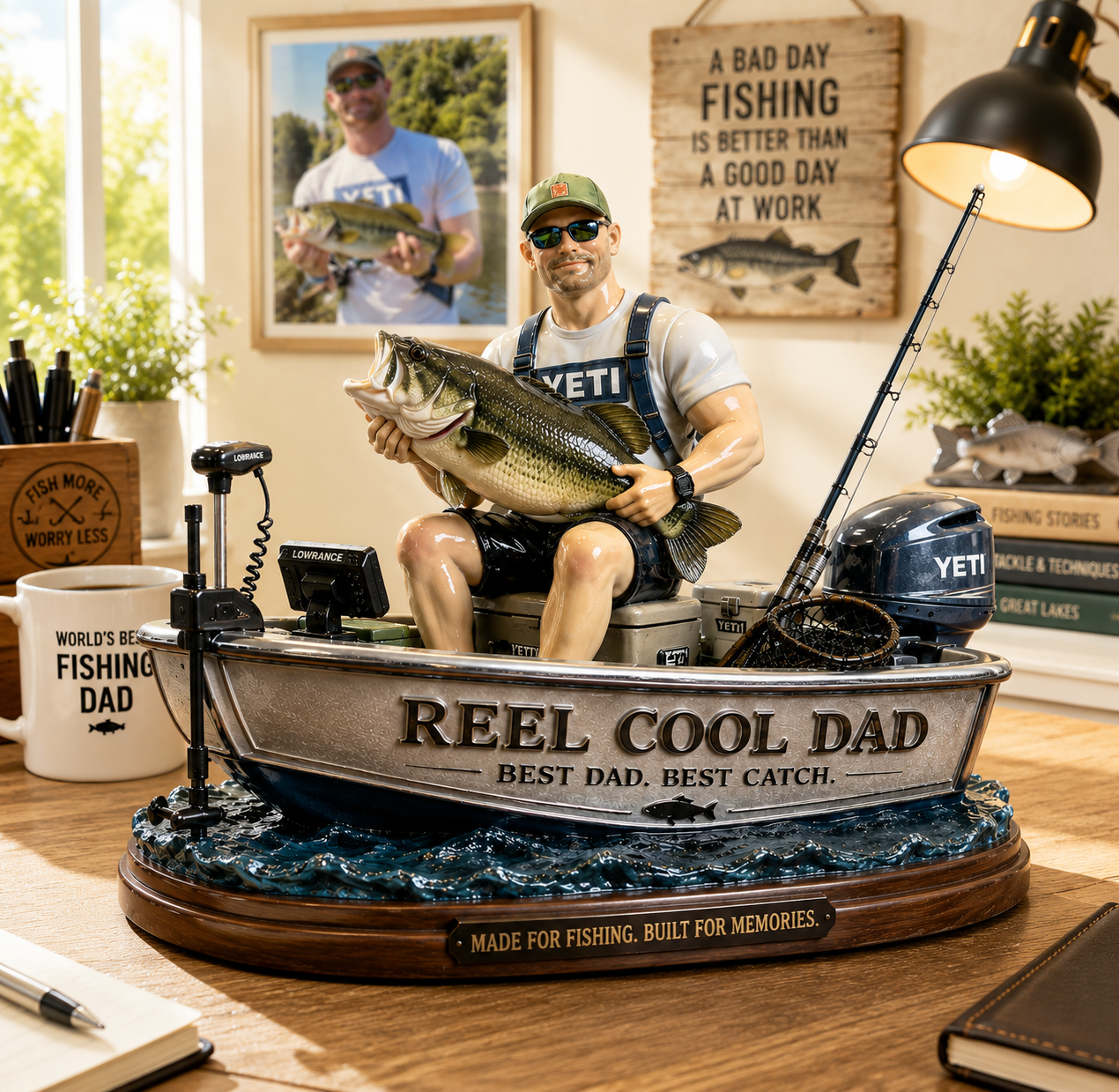 Fishing Dad – Personalized Bass Fishing Custom Shaped Acrylic Plaque, Reel Cool Dad Gift for Father