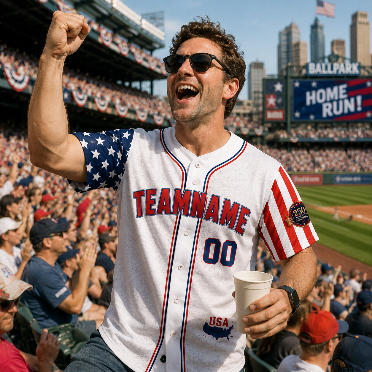 Personalized America 250th Anniversary Baseball Jersey – Independence Day Patriotic Fan Gift – Custom Name & Number 3D Jersey