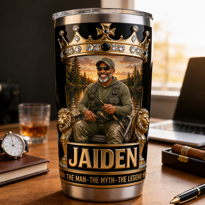 Personalized Fisherman Gift, Custom Fishing Scene Tumbler, Angler Stainless Steel Travel Mug, Father's Day Gift for Fishing Lovers