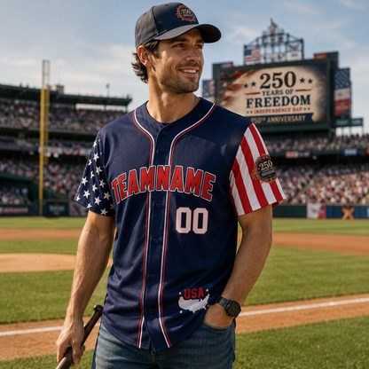 Personalized America 250th Anniversary Baseball Jersey – Independence Day Patriotic Fan Gift – Custom Name & Number 3D Jersey