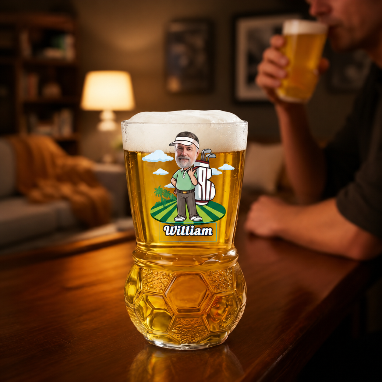 Personalized Golf Lover Beer Glass – Custom Photo Funny Golf Gift