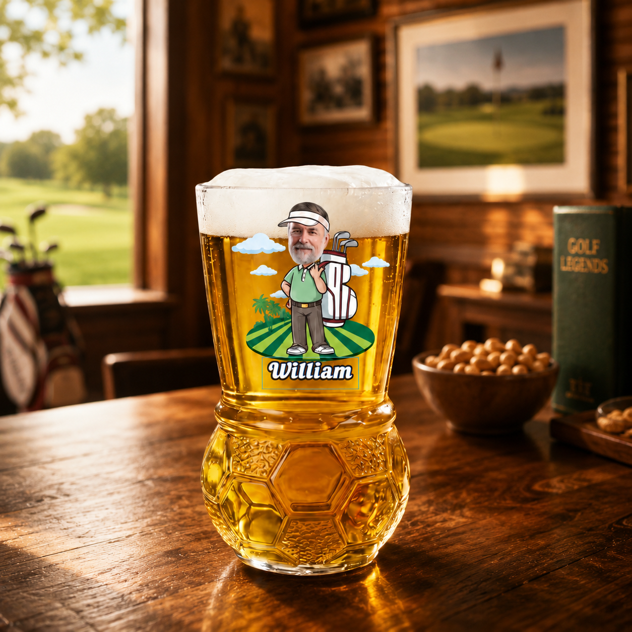 Personalized Golf Lover Beer Glass – Custom Photo Funny Golf Gift
