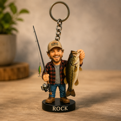 Custom Your Fishing Photo Pixar Style Fishing Backpack Ornament