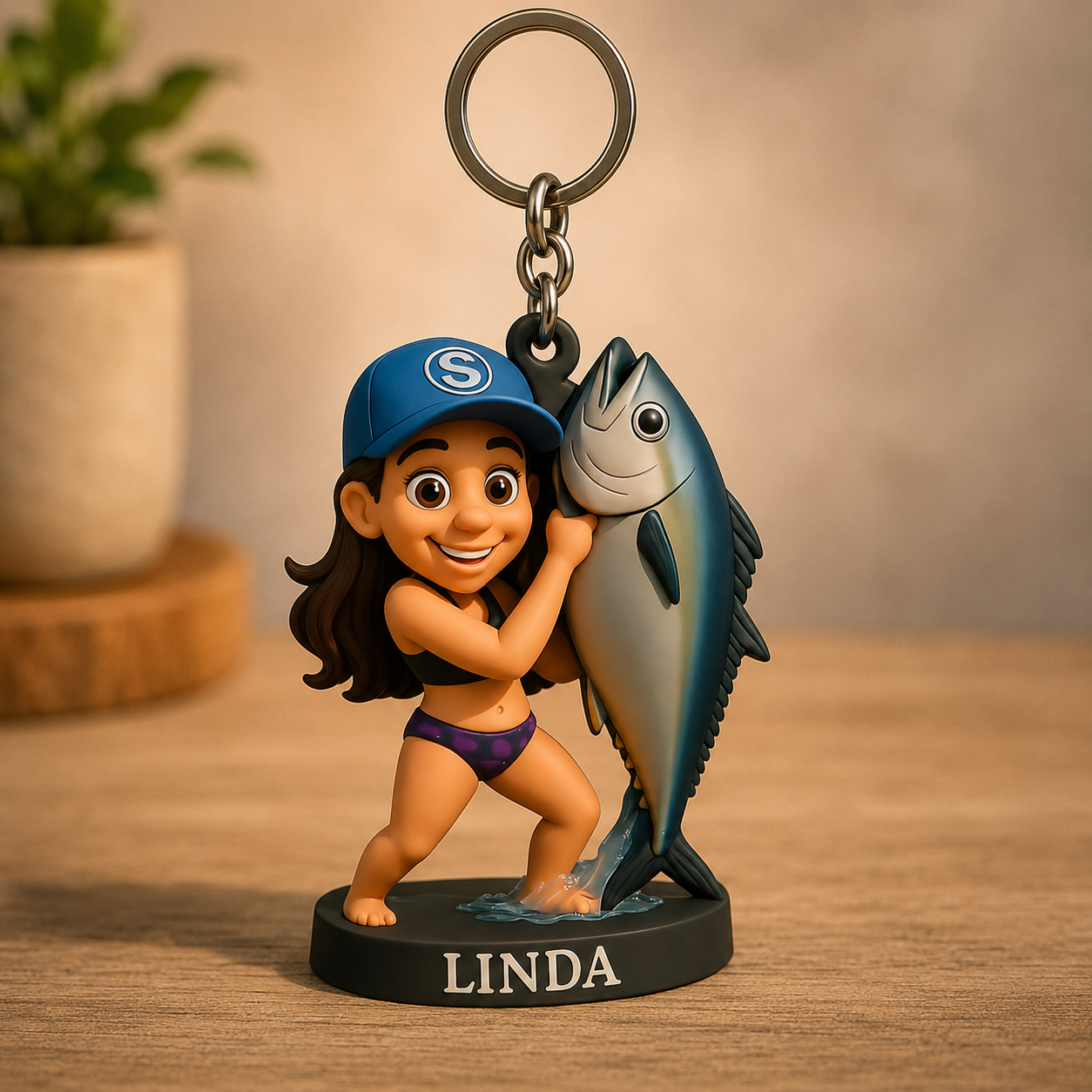 Custom Your Fishing Photo Pixar Style Fishing Backpack Ornament