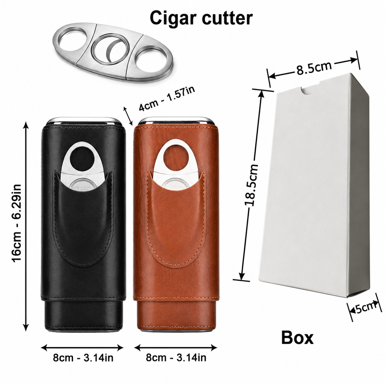 Personalized Fisherman Cigar Case, Leather Cigar Holder with Cutter, Fishing Lover Gift for Dad, Husband
