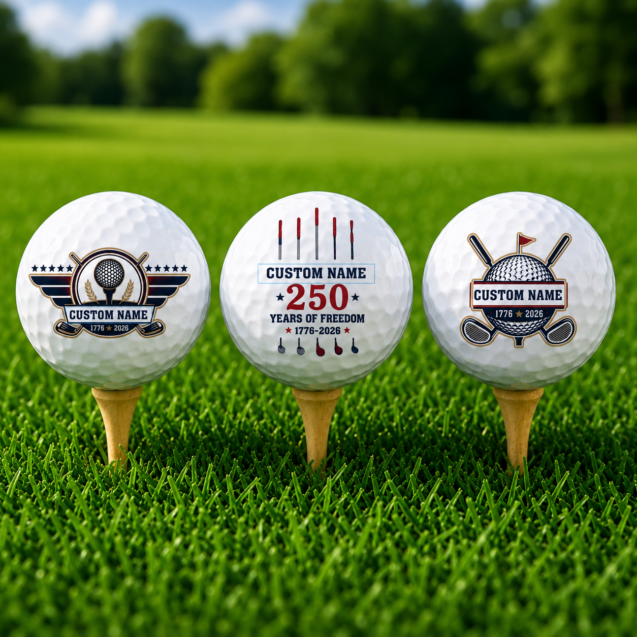 Personalized America 250 Golf Ball Set with Custom Name – 250 Years Of Freedom Gift For Golf Lovers