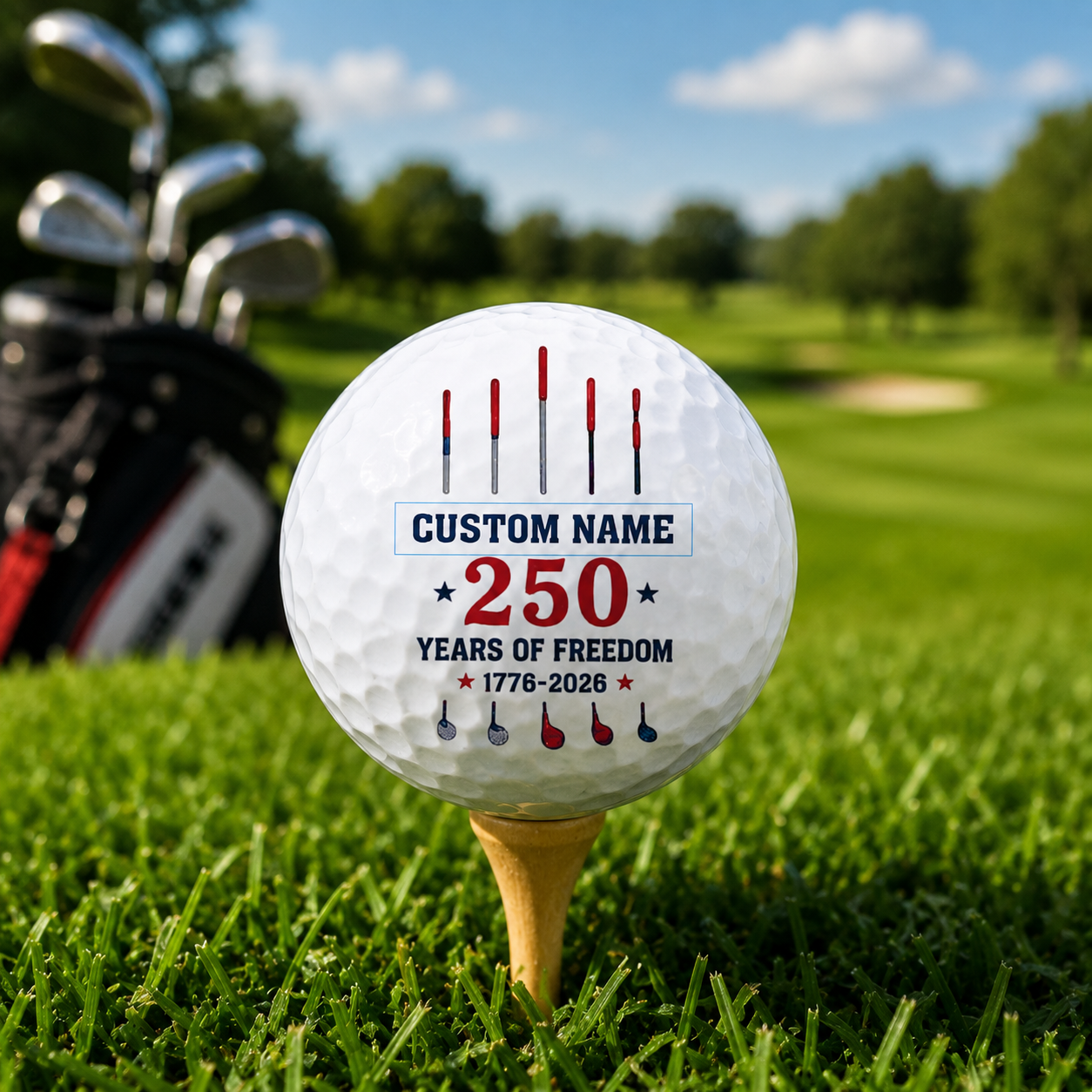 Personalized America 250 Golf Ball Set with Custom Name – 250 Years Of Freedom Gift For Golf Lovers