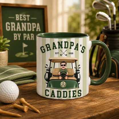 Personalized Grandpa’s Caddies Golf Mug, Custom Grandpa Gift, Golf Lover Coffee Mug, Custom Fathers Day Golf Gift, Golf Grandpa Accessories