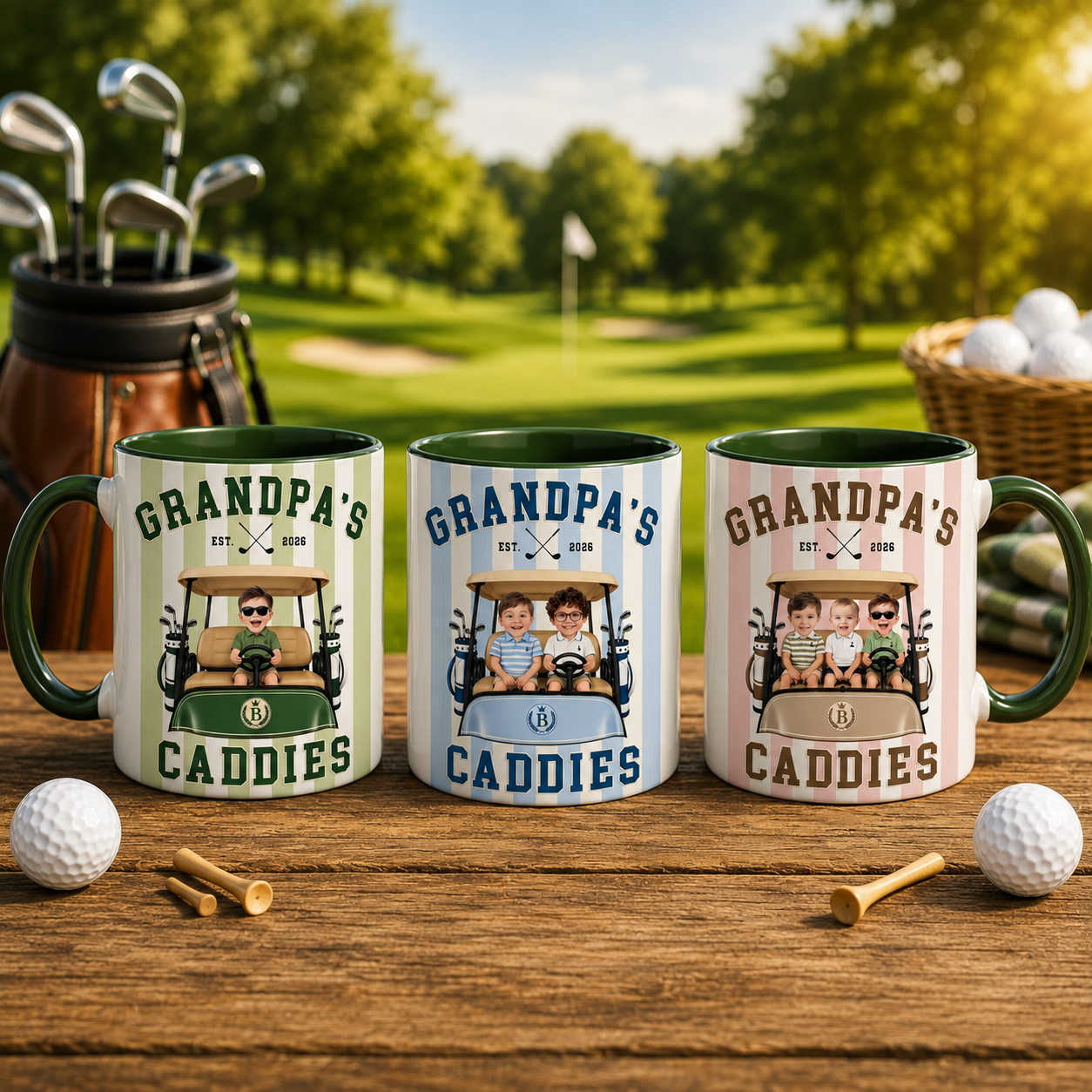 Personalized Grandpa’s Caddies Golf Mug, Custom Grandpa Gift, Golf Lover Coffee Mug, Custom Fathers Day Golf Gift, Golf Grandpa Accessories