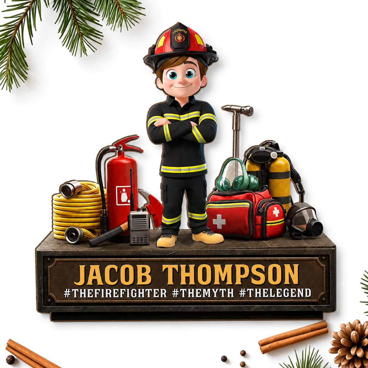 The Firefighter The Myth The Legend - Personalized Custom 2-Layer Wood Plaque With Flat Base