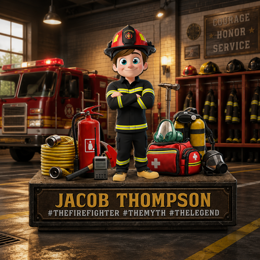 The Firefighter The Myth The Legend - Personalized Custom 2-Layer Wood Plaque With Flat Base