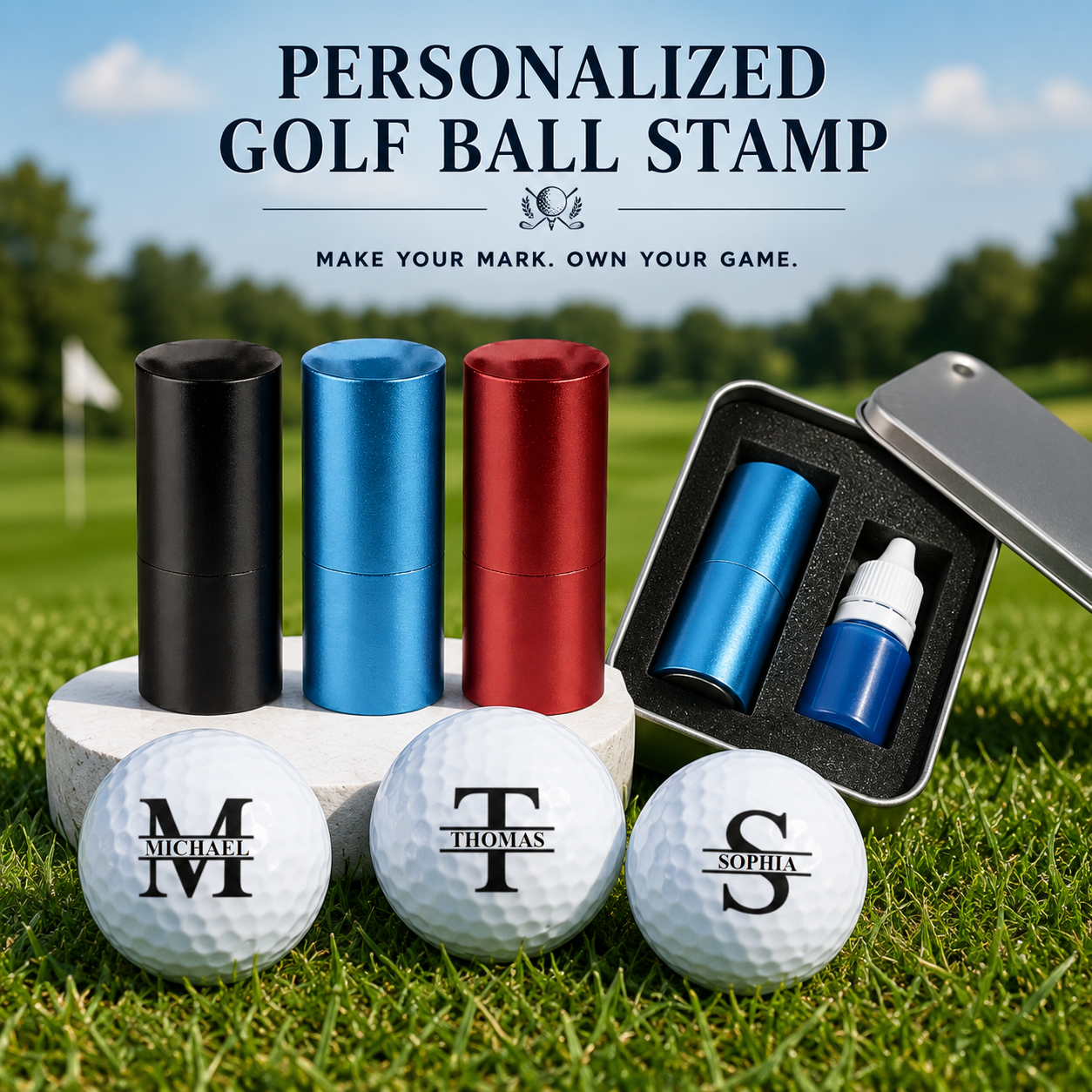 Personalized Plastic Golf Ball Stamp for Golfers – Custom Logo Marker, Unique Gift for Avid Players