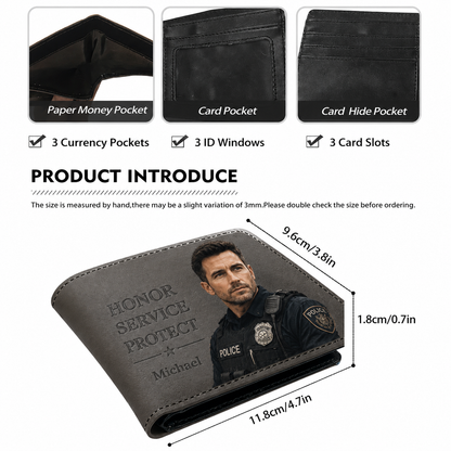 Custom Police Wallet – Honor Service Protect Personalized Leather Wallet