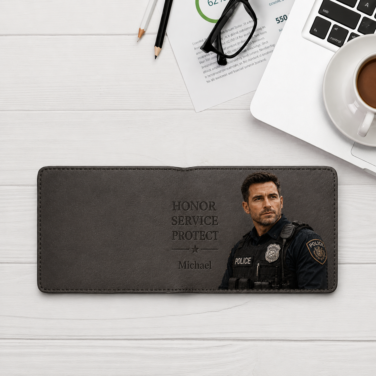 Custom Police Wallet – Honor Service Protect Personalized Leather Wallet