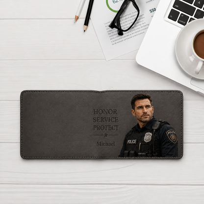 Custom Police Wallet – Honor Service Protect Personalized Leather Wallet