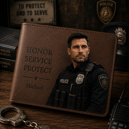 Custom Police Wallet – Honor Service Protect Personalized Leather Wallet