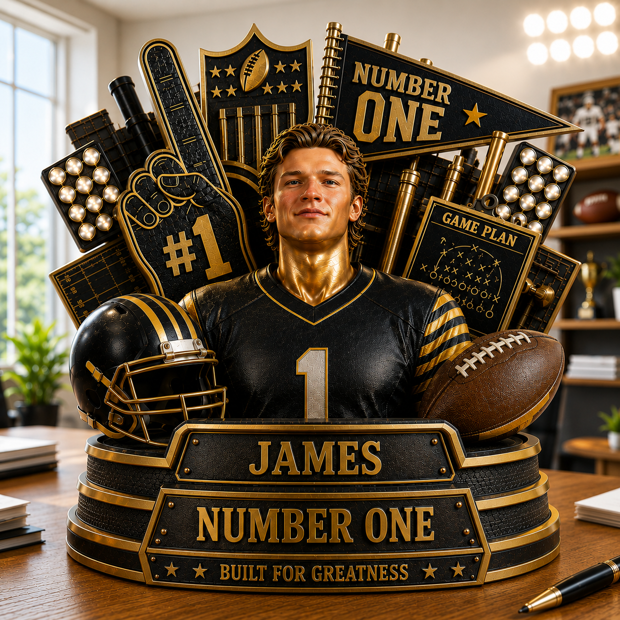 Custom Any Photo Number One Football - Personalized Football Custom Shaped Acrylic Plaque