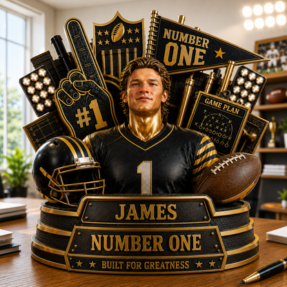 Custom Any Photo Number One Football - Personalized Football Custom Shaped Acrylic Plaque