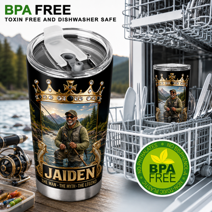 Personalized Fisherman Gift, Custom Fishing Scene Tumbler, Angler Stainless Steel Travel Mug, Father's Day Gift for Fishing Lovers