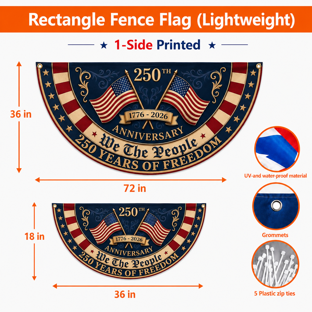 Personalized 250th Anniversary Bunting Flag, Custom Family Name Patriotic Banner 1776-2026, USA Semiquincentennial Decor, 4th of July Flag
