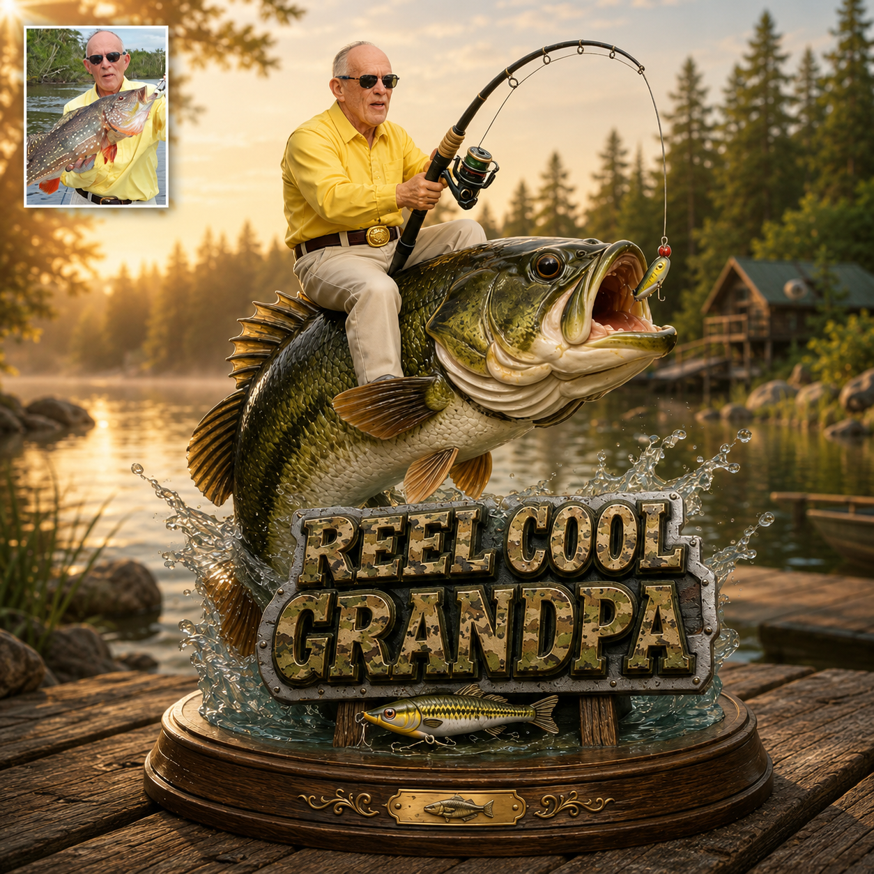 Reel Cool Dad, Fishing Dad Gift - Personalized Fishing Custom Shaped Acrylic Plaque