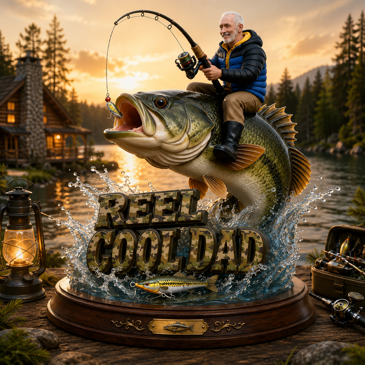 Reel Cool Dad, Fishing Dad Gift - Personalized Fishing Custom Shaped Acrylic Plaque