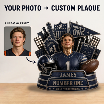 Custom Any Photo Number One Football - Personalized Football Custom Shaped Acrylic Plaque