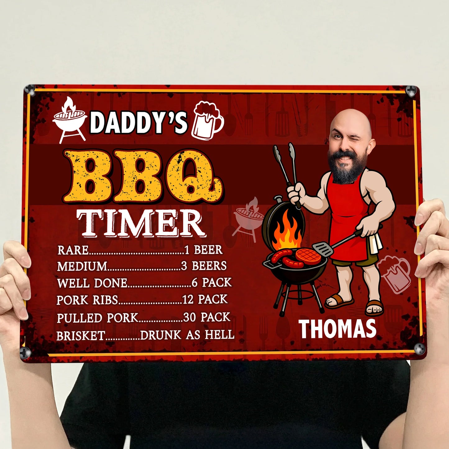 Dad BBQ Grill - Funny Father's Day Gift - Personalized Metal Sign