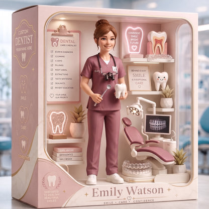 Personalized Dentist Acrylic Display Box – Custom Dental Clinic Display, Dentist Gift, Dental Hygienist Keepsake, Dental Office Desk Decor